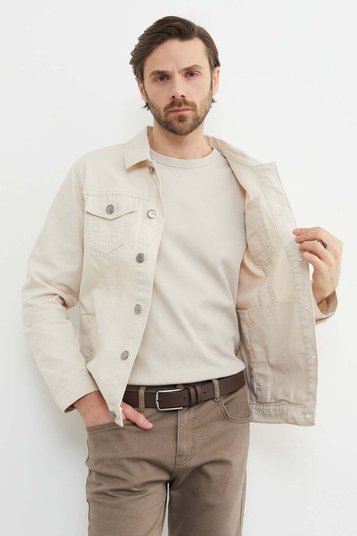 Buttoned Pocket Denim Jacket - MALLTURK