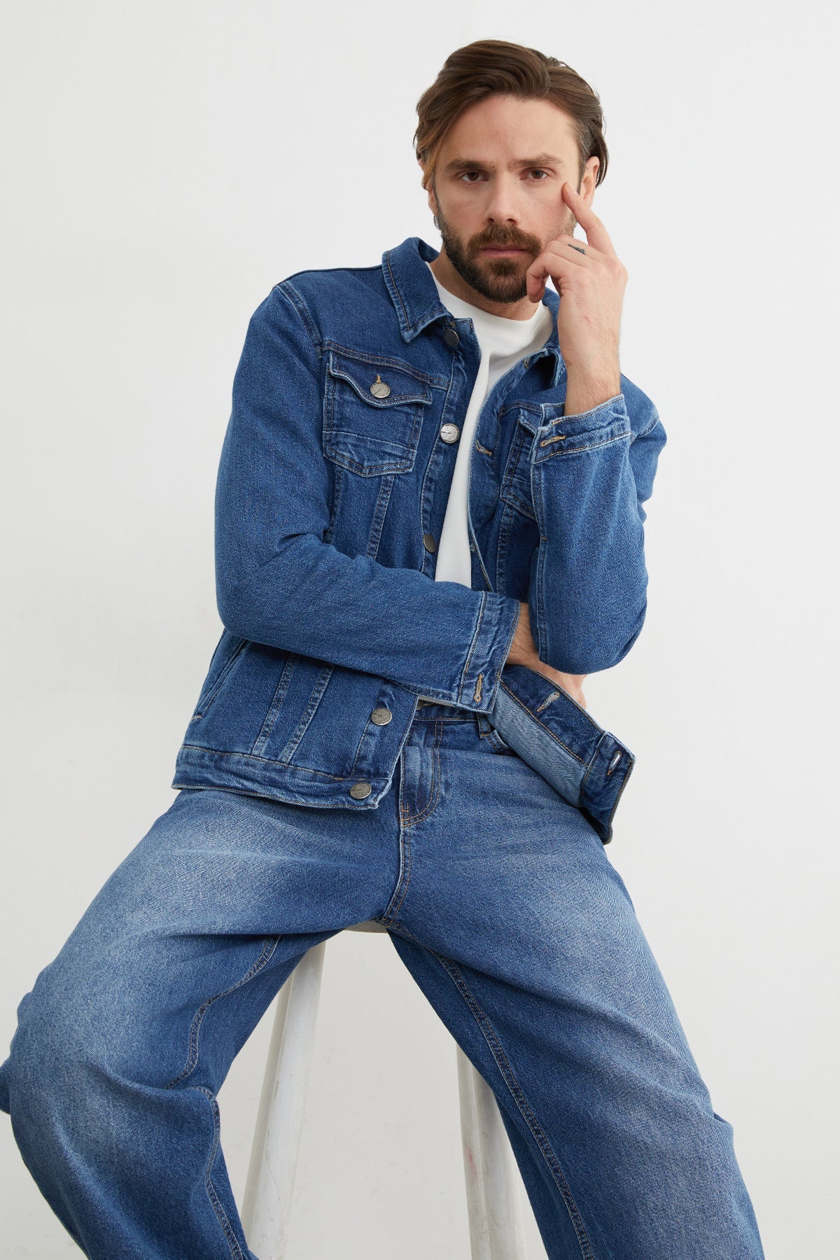 Buttoned Pocket Denim Jacket - MALLTURK