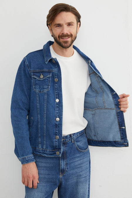 Buttoned Pocket Denim Jacket - MALLTURK