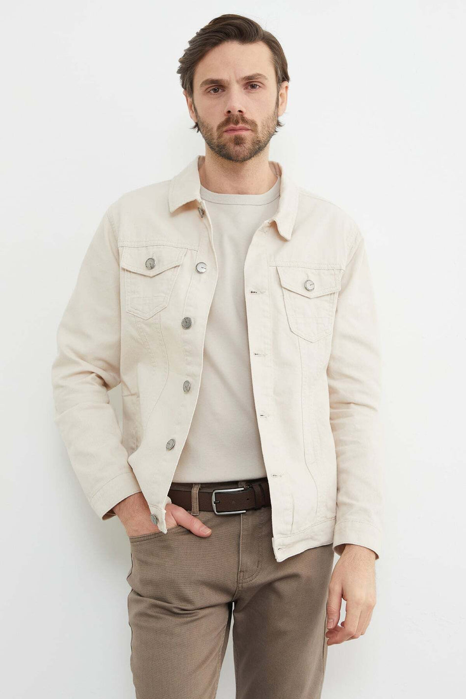 Buttoned Pocket Denim Jacket - MALLTURK