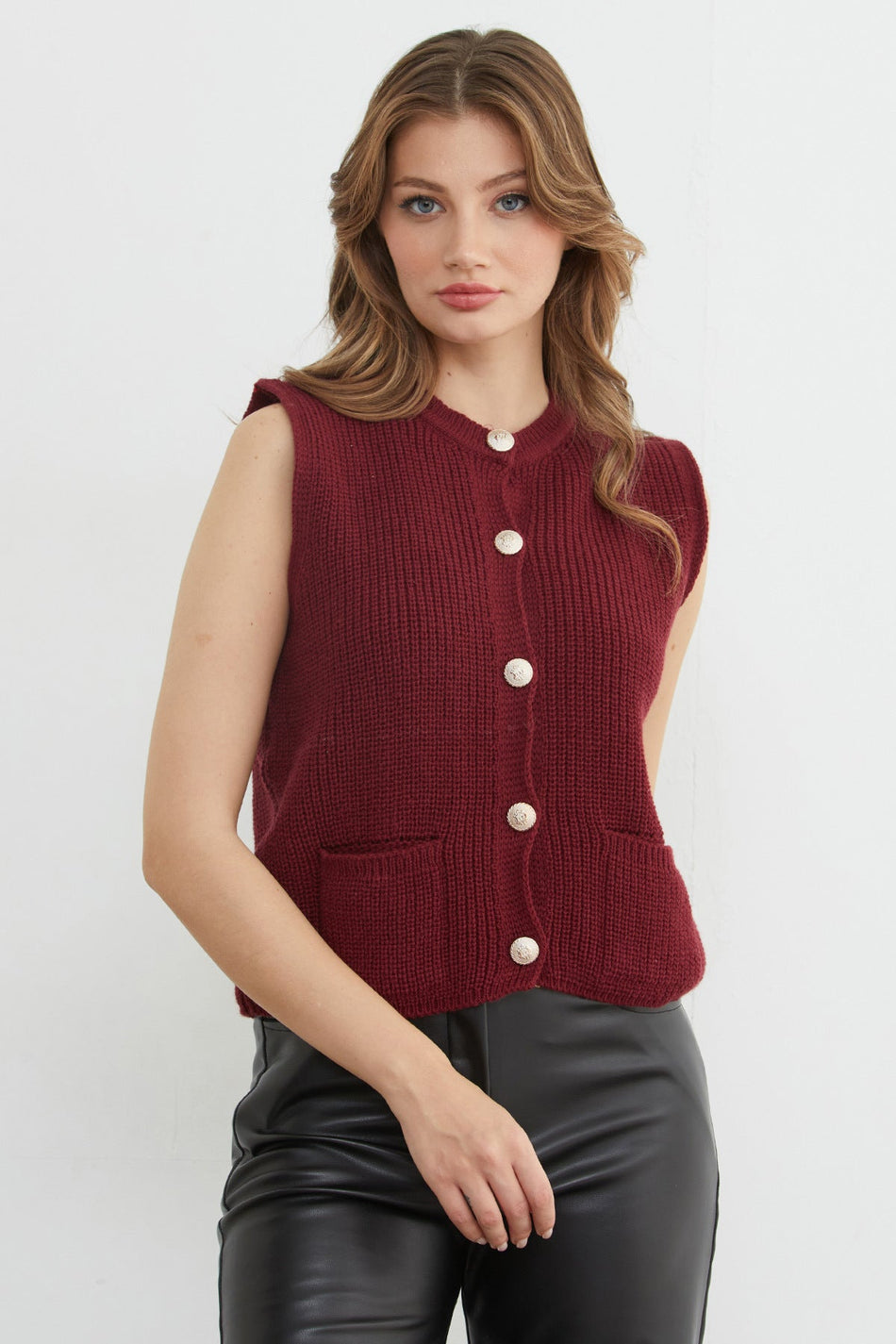 Buttoned Pocketed Knitwear Sweater - MALLTURK