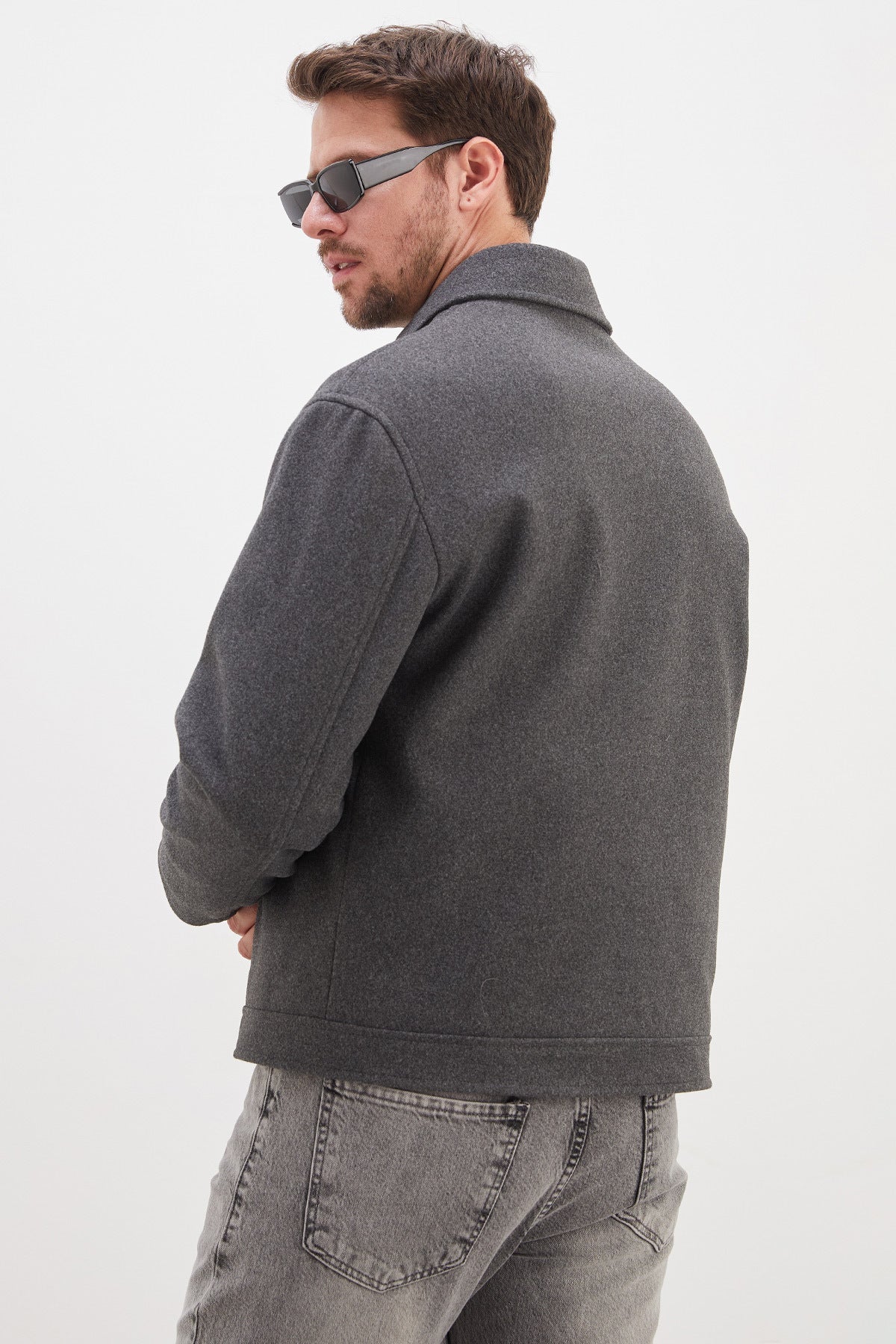 Buttoned Polo Collar Double Pocket Short Cashmere Coat - MALLTURK