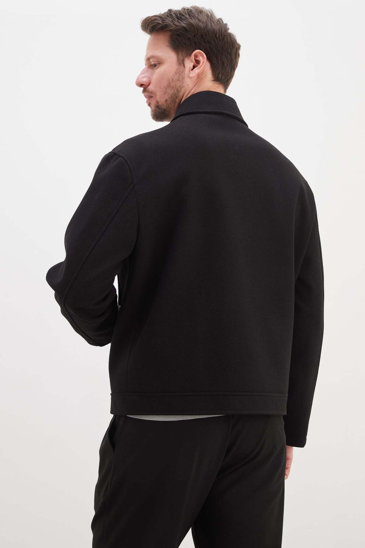 Buttoned Polo Collar Double Pocket Short Cashmere Coat - MALLTURK
