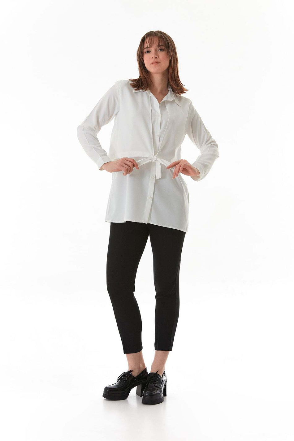 Buttoned Tie Front Shirt - MALLTURK