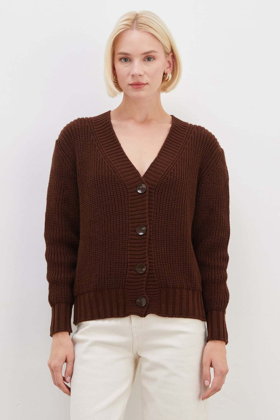 Buttoned V-Neck Casual Knitwear Cardigan - MALLTURK