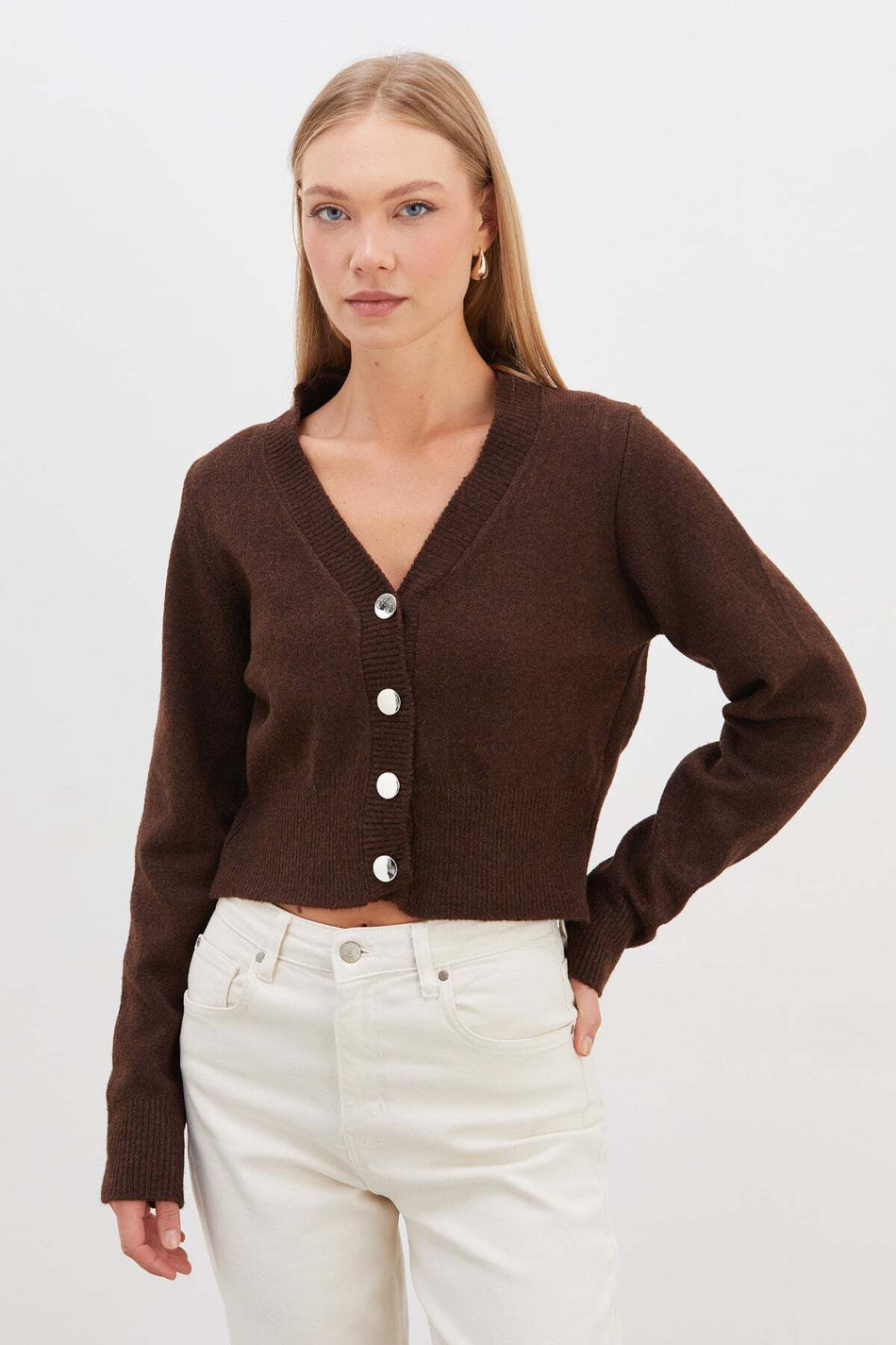 Buttoned V-Neck Knitwear Cardigan - MALLTURK