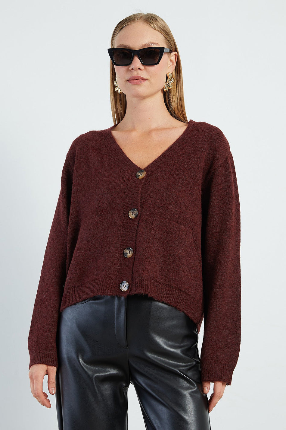 Buttoned V-Neck Knitwear Cardigan - MALLTURK