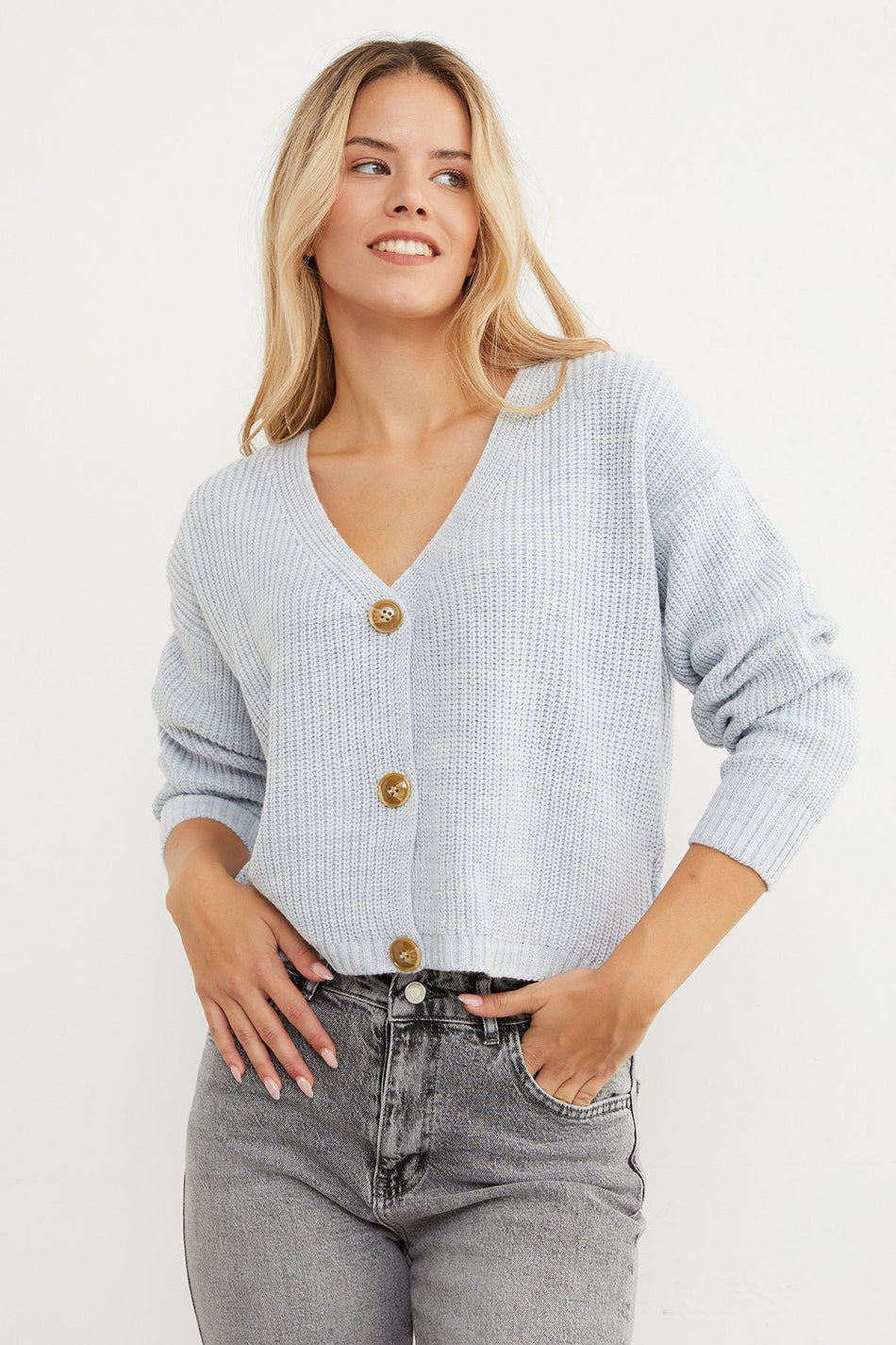 Buttoned V-Neck Knitwear Cardigan - MALLTURK