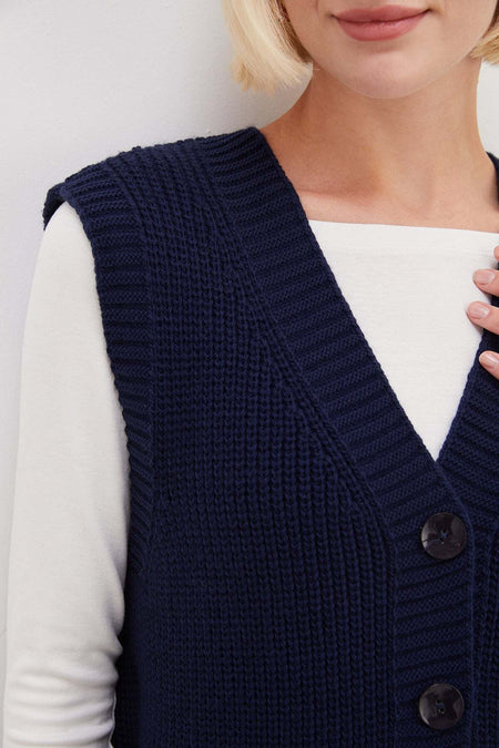Buttoned V-Neck Knitwear Vest - MALLTURK