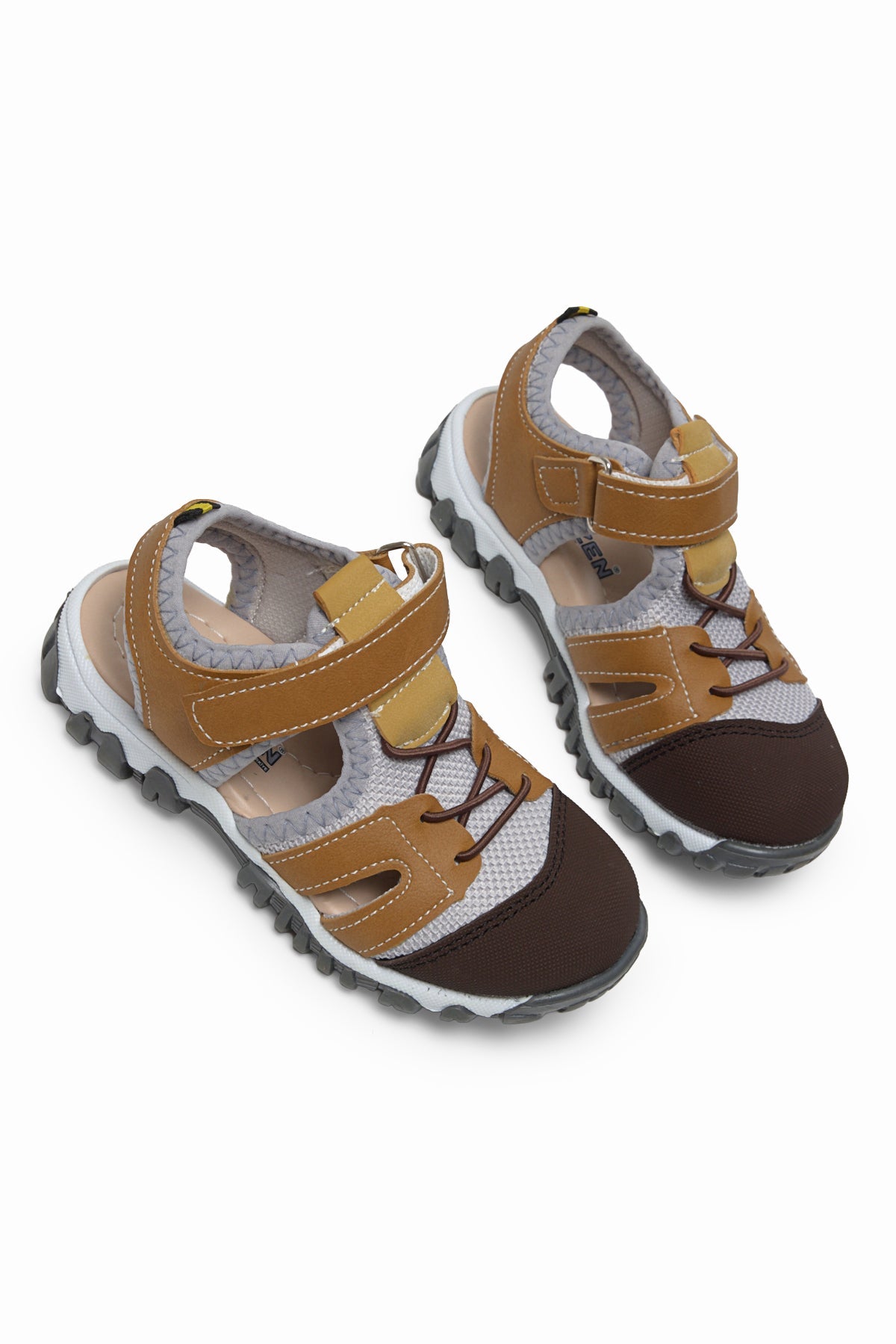 Çoçuk Cırt Ve Bağcıklı Rahat Kalıp Sandalet Çocuk Unisex Camel Sandalet TBARZ1020 - MALLTURK