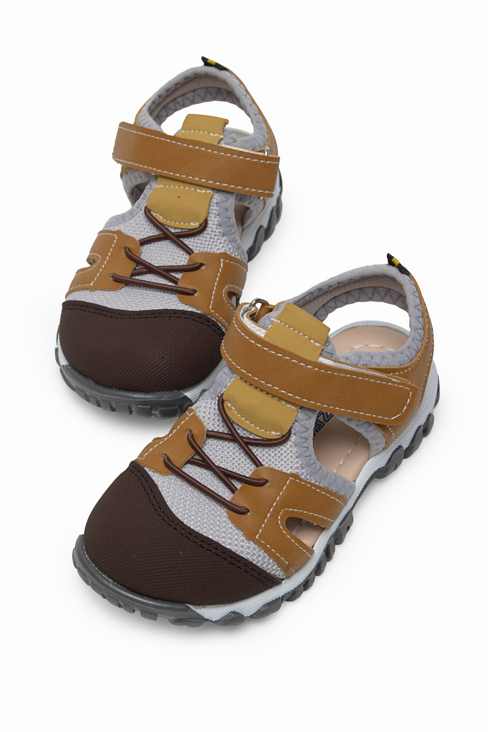 Çoçuk Cırt Ve Bağcıklı Rahat Kalıp Sandalet Çocuk Unisex Camel Sandalet TBARZ1020 - MALLTURK