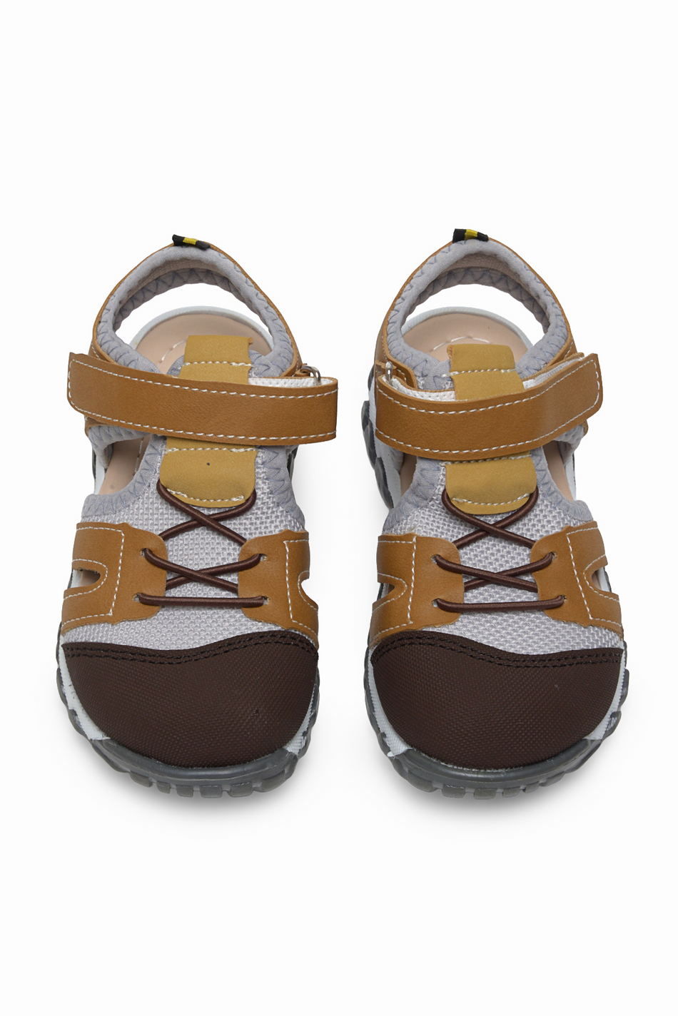 Çoçuk Cırt Ve Bağcıklı Rahat Kalıp Sandalet Çocuk Unisex Camel Sandalet TBARZ1020 - MALLTURK