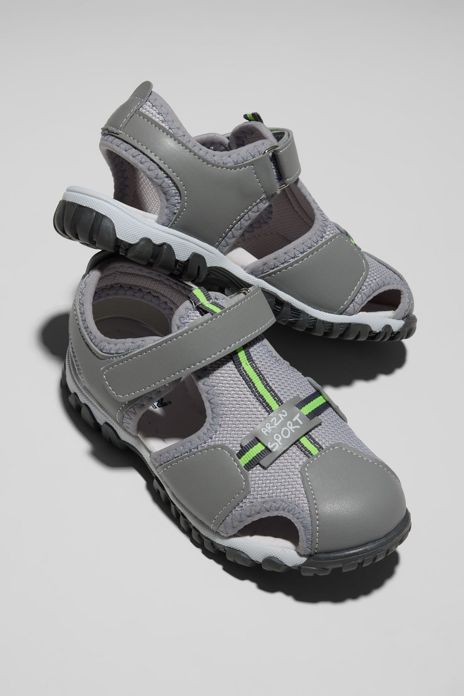 Çoçuk Cırtlı Rahat Kalıp Sandalet Çocuk Unisex Açık Gri Sandalet TBARZ1015 - MALLTURK