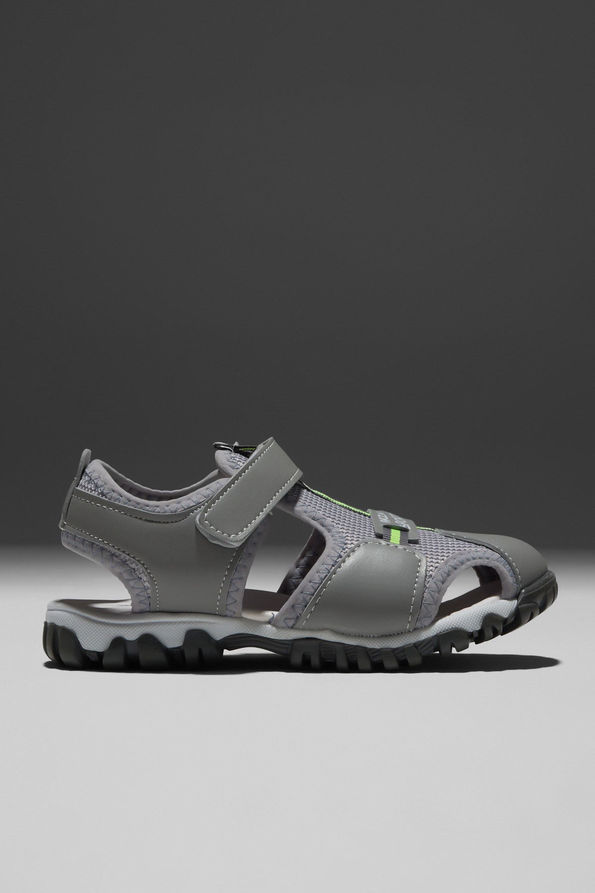 Çoçuk Cırtlı Rahat Kalıp Sandalet Çocuk Unisex Açık Gri Sandalet TBARZ1015 - MALLTURK