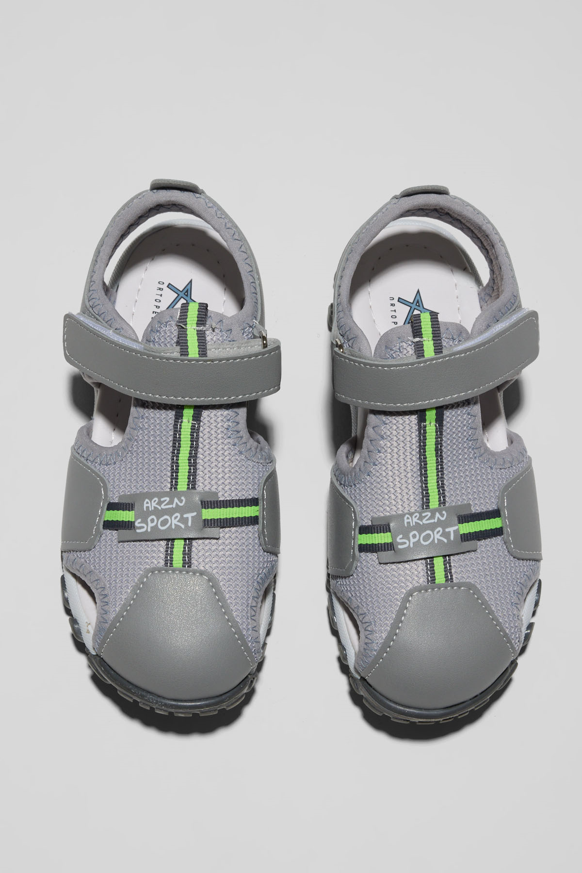 Çoçuk Cırtlı Rahat Kalıp Sandalet Çocuk Unisex Açık Gri Sandalet TBARZ1015 - MALLTURK