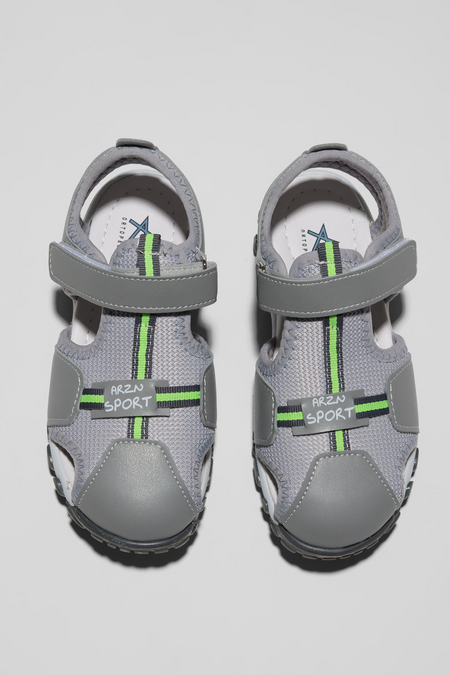 Çoçuk Cırtlı Rahat Kalıp Sandalet Çocuk Unisex Açık Gri Sandalet TBARZ1015 - MALLTURK