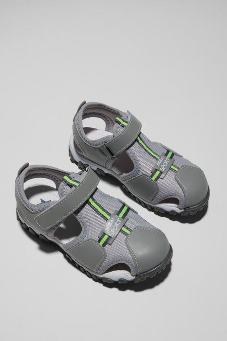 Çoçuk Cırtlı Rahat Kalıp Sandalet Çocuk Unisex Açık Gri Sandalet TBARZ1015 - MALLTURK