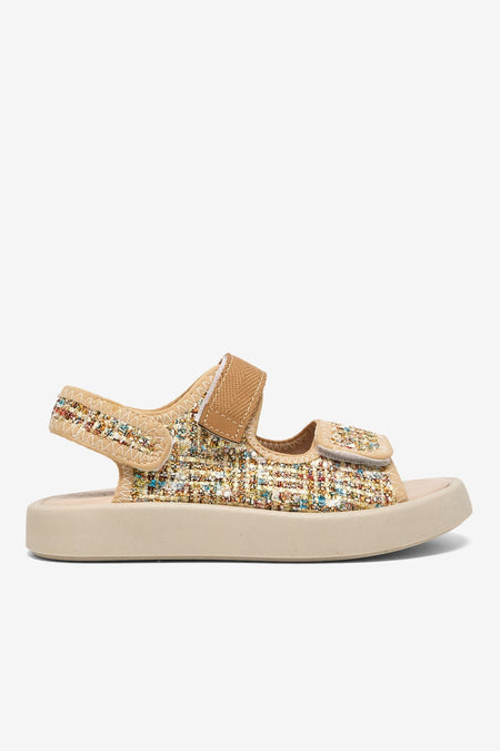 Çoçuk Cırtlı Sandalet Çocuk Unisex Bej Sandalet TBARZ1040 - MALLTURK