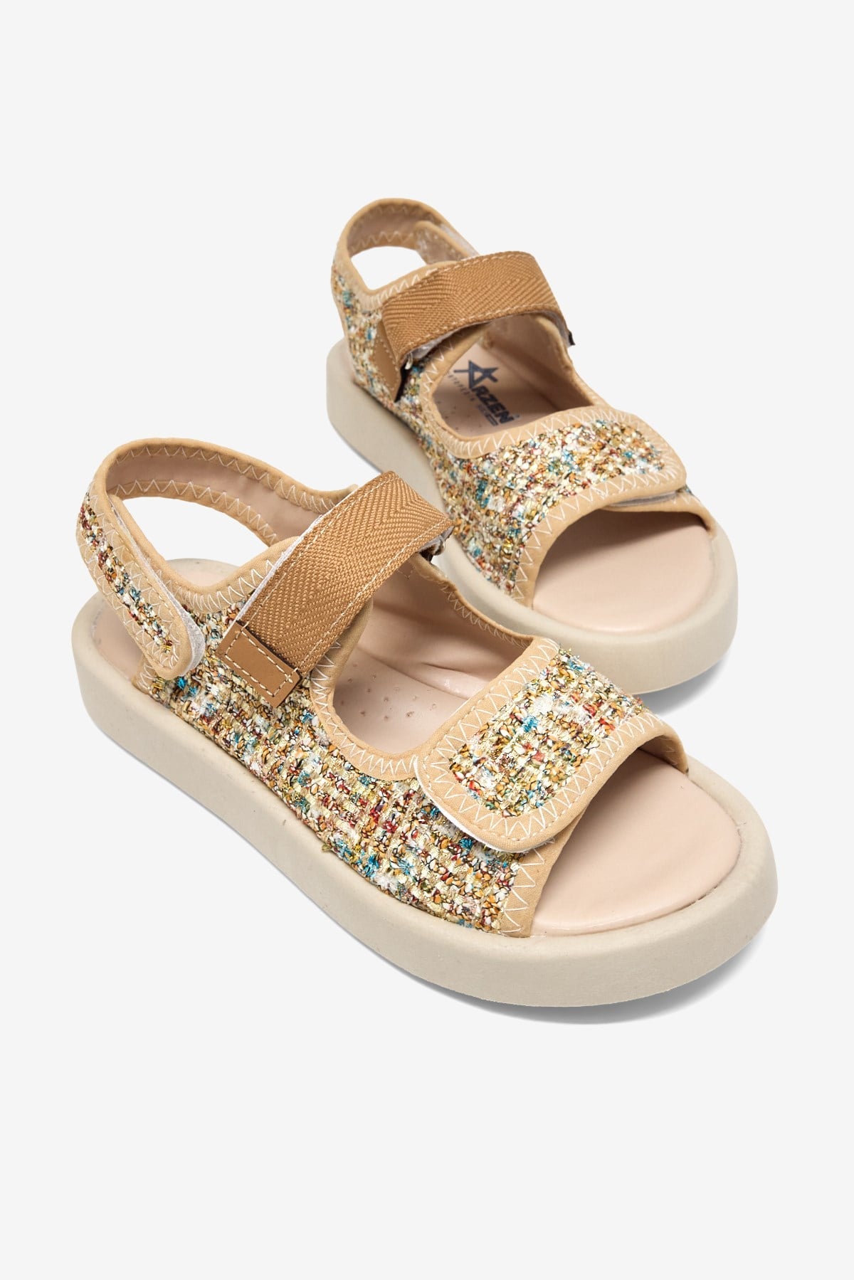 Çoçuk Cırtlı Sandalet Çocuk Unisex Bej Sandalet TBARZ1040 - MALLTURK
