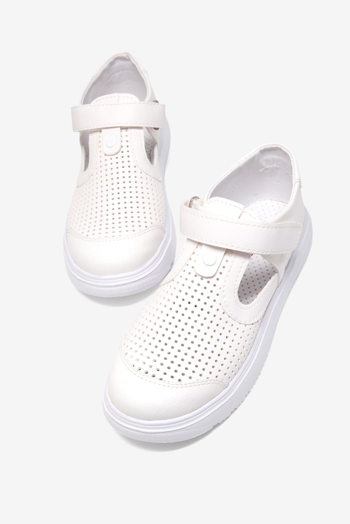 Çoçuk Cırtlı Sandalet Çocuk Unisex Beyaz Sandalet TBARZ1075 - MALLTURK