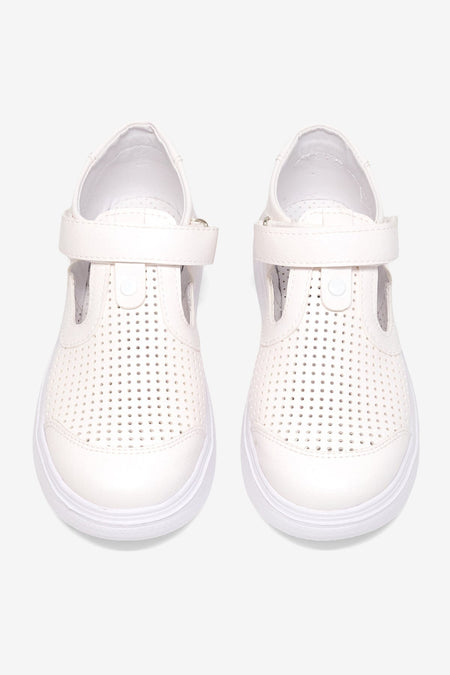 Çoçuk Cırtlı Sandalet Çocuk Unisex Beyaz Sandalet TBARZ1075 - MALLTURK