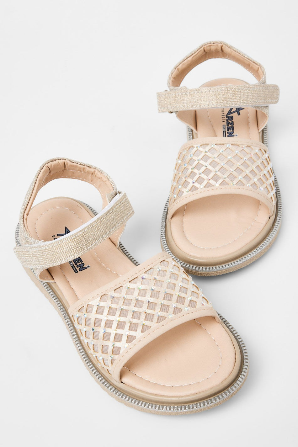 Çoçuk Taşlı Sandalet Çocuk Unisex Altın Simli Sandalet TBARZ1065 - MALLTURK