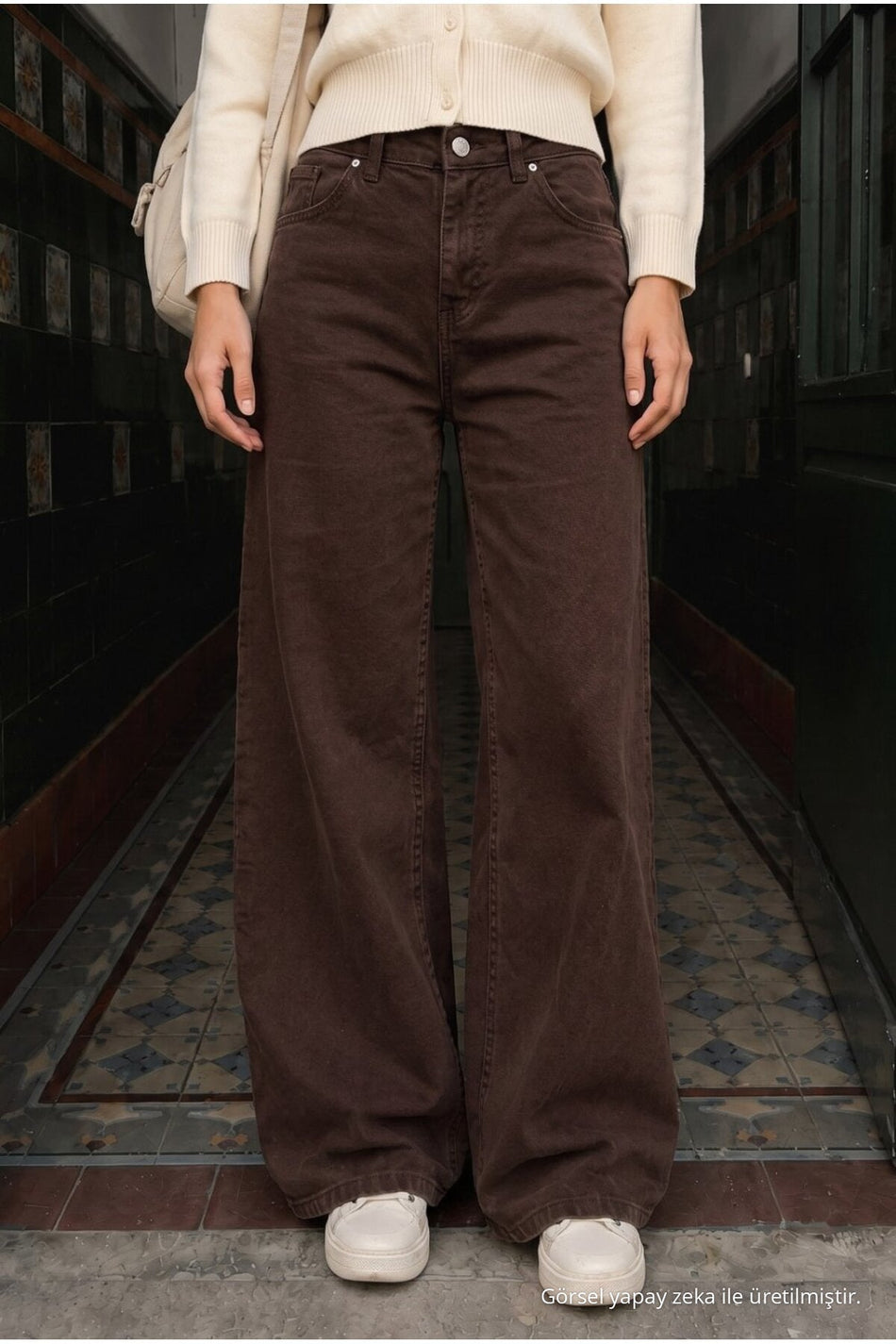 COFFEE High Waist Wide Leg Lycra Palazzo School Pants - MALLTURK