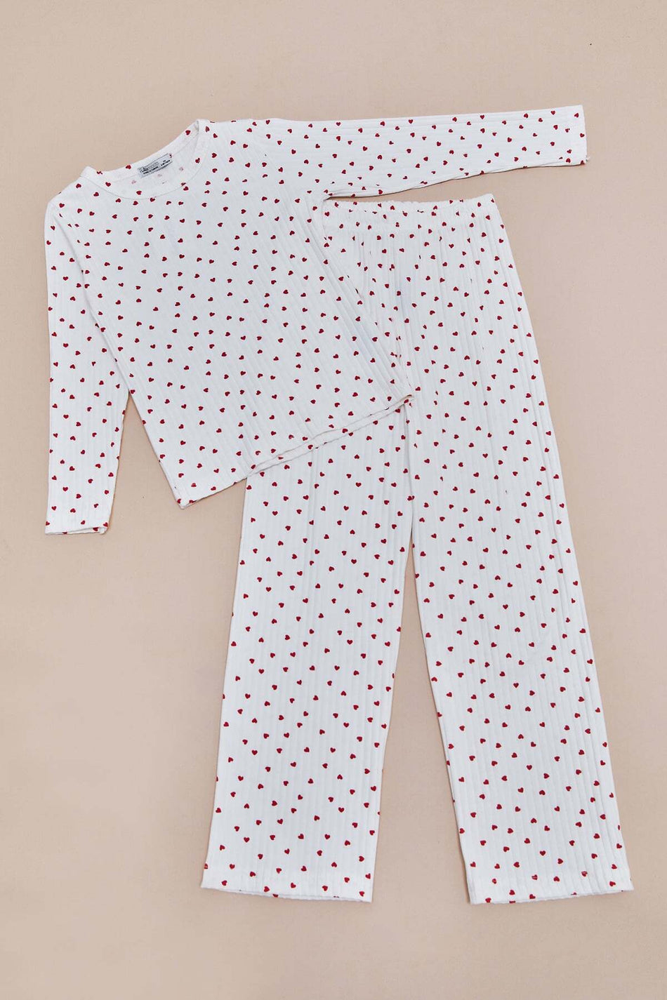 Corduroy Heart Patterned Girls' Pajama Set - MALLTURK