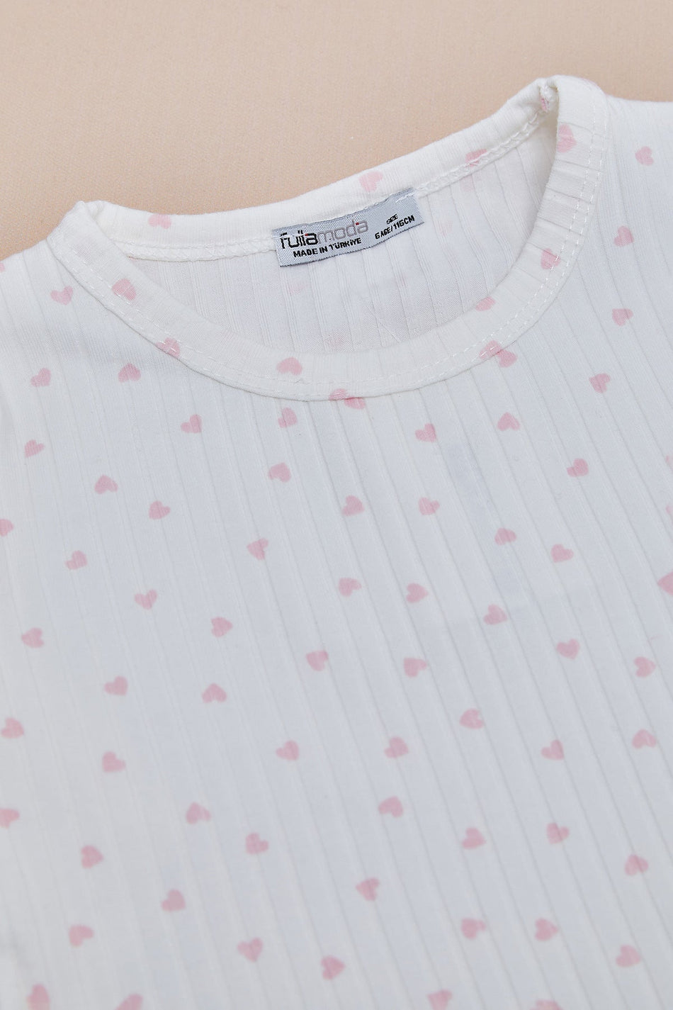 Corduroy Heart Patterned Girls' Pajama Set - MALLTURK