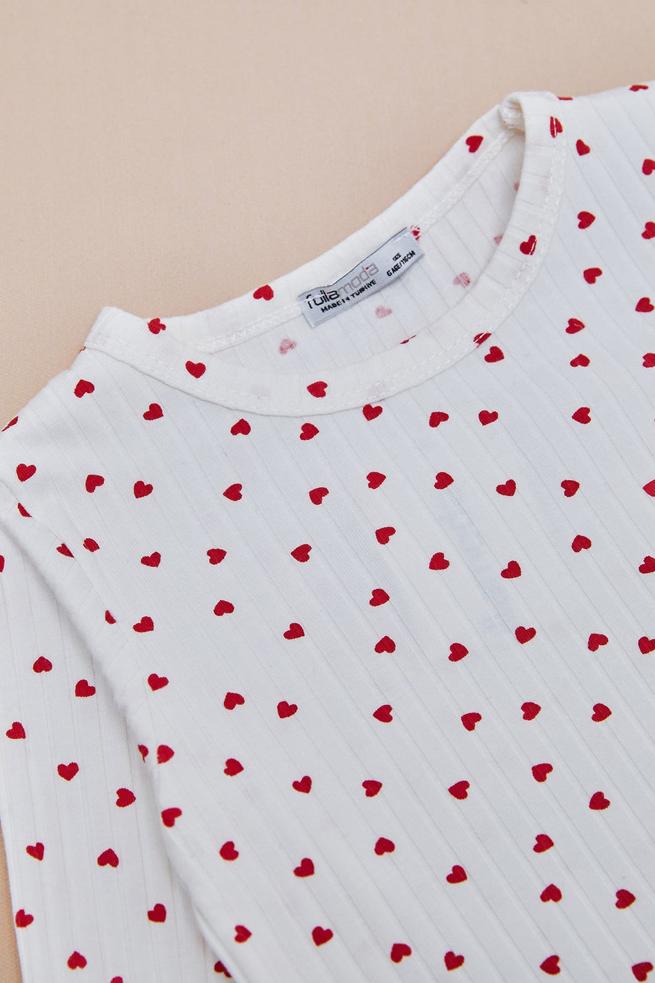 Corduroy Heart Patterned Girls' Pajama Set - MALLTURK
