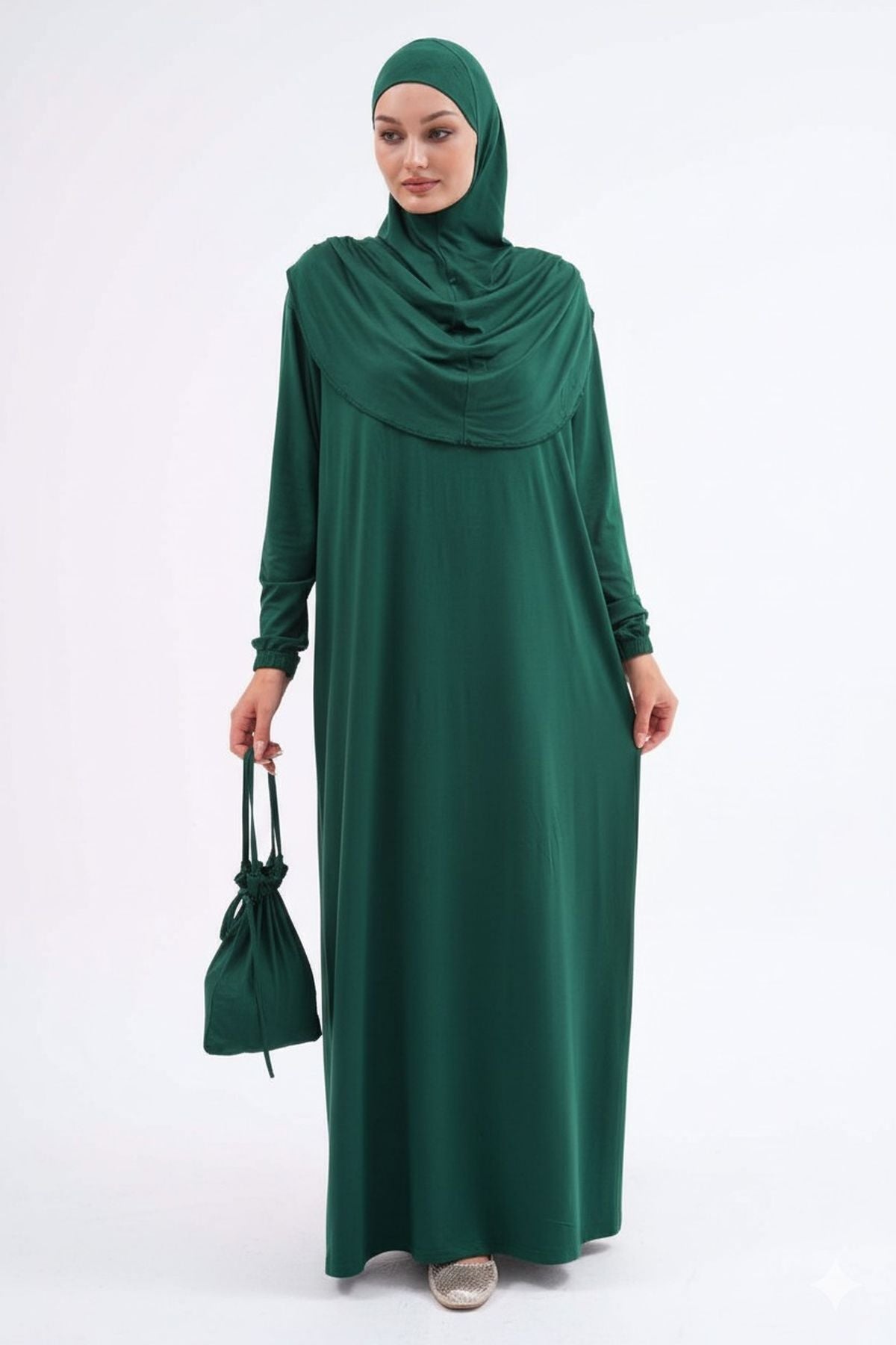 Cotton Bag Prayer Dress Hijab Dress with Elastic Ankles - MALLTURK