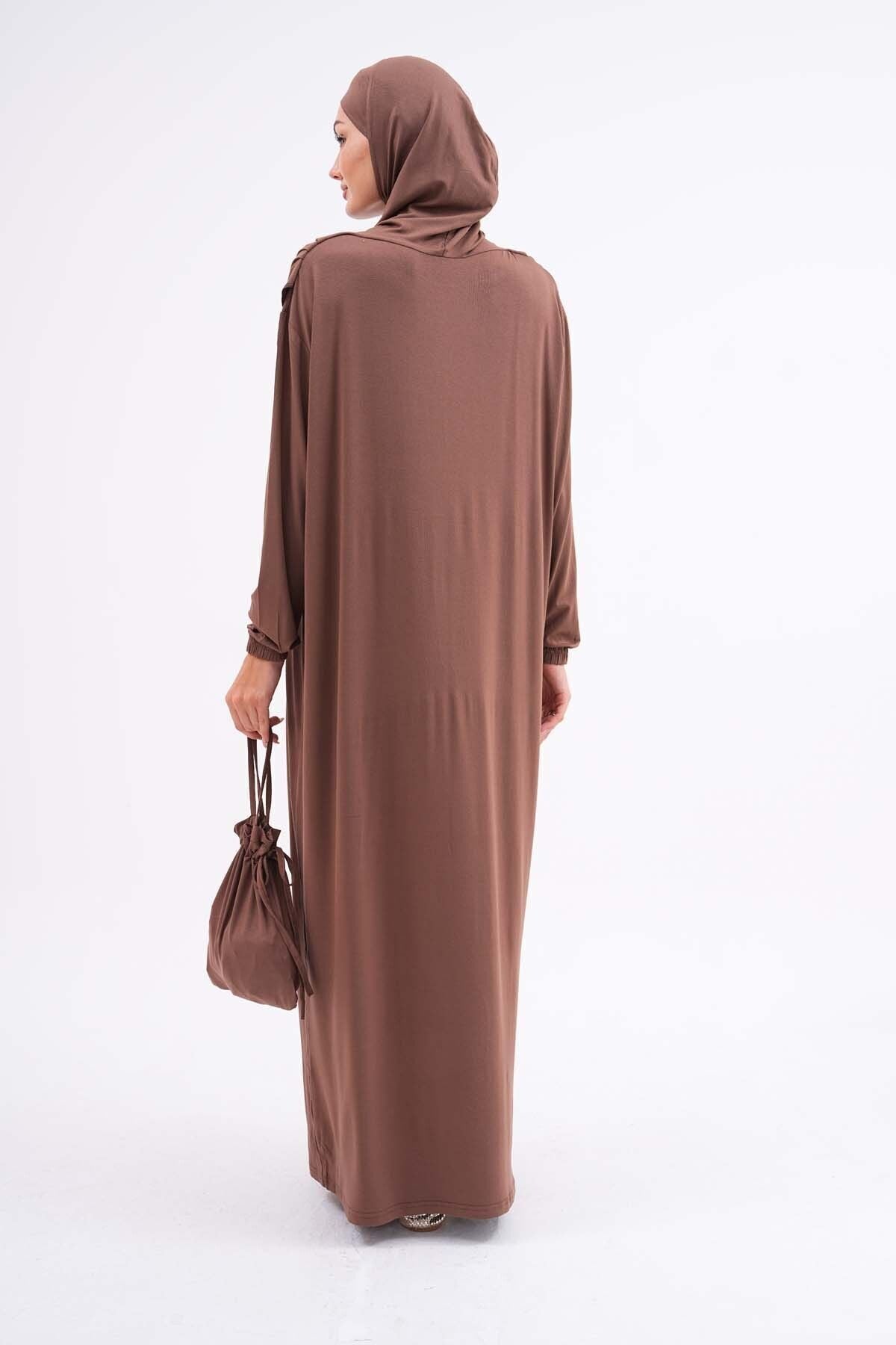 Cotton Bag Prayer Dress Hijab Dress with Elastic Ankles - MALLTURK