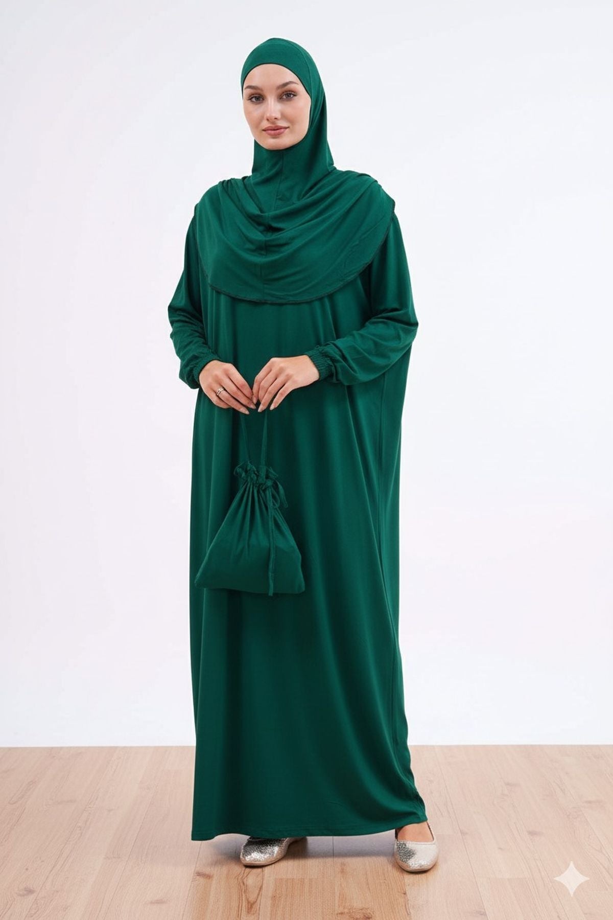 Cotton Bag Prayer Dress Hijab Dress with Elastic Ankles - MALLTURK
