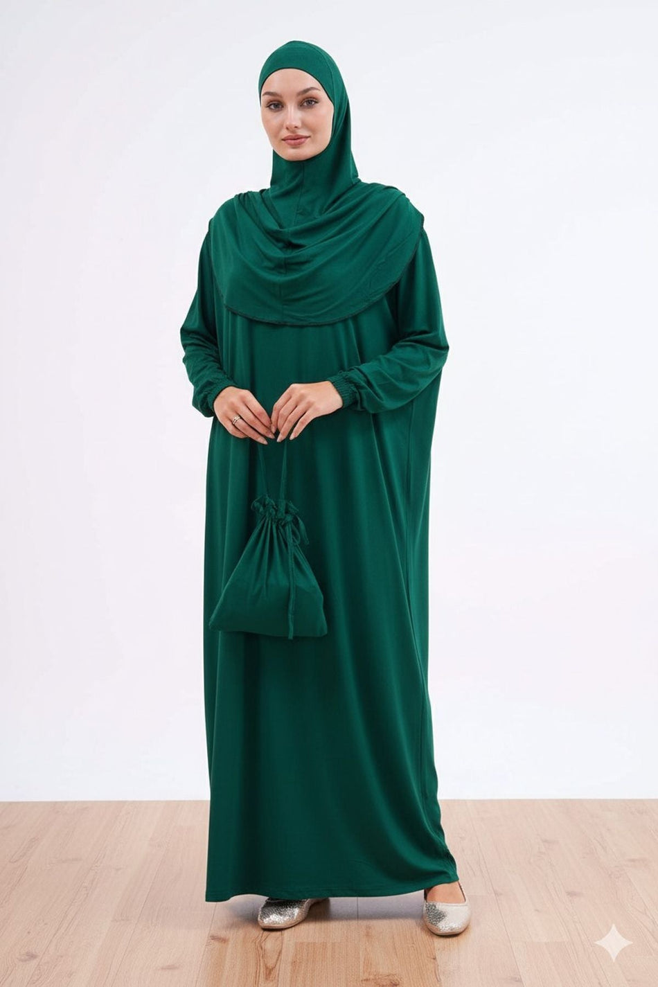 Cotton Bag Prayer Dress Hijab Dress with Elastic Ankles - MALLTURK