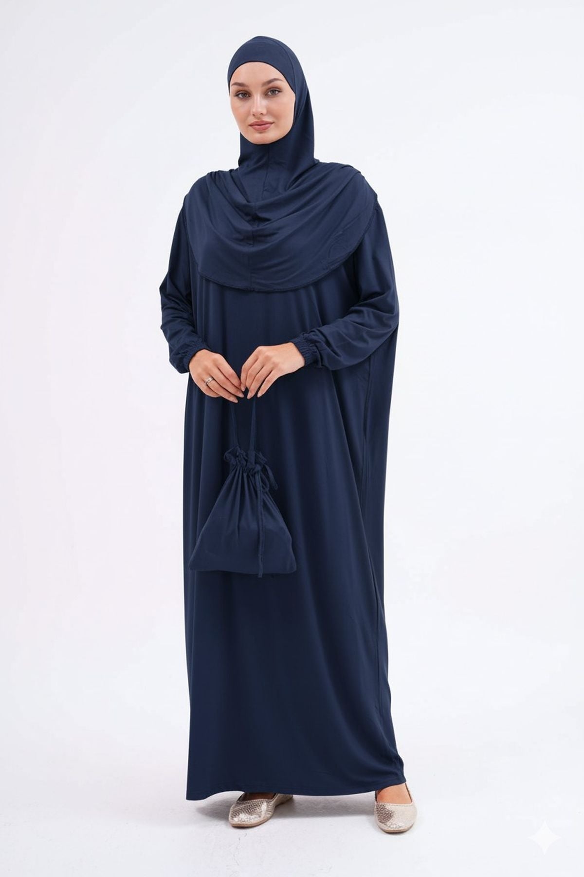 Cotton Bag Prayer Dress Hijab Dress with Elastic Ankles - MALLTURK