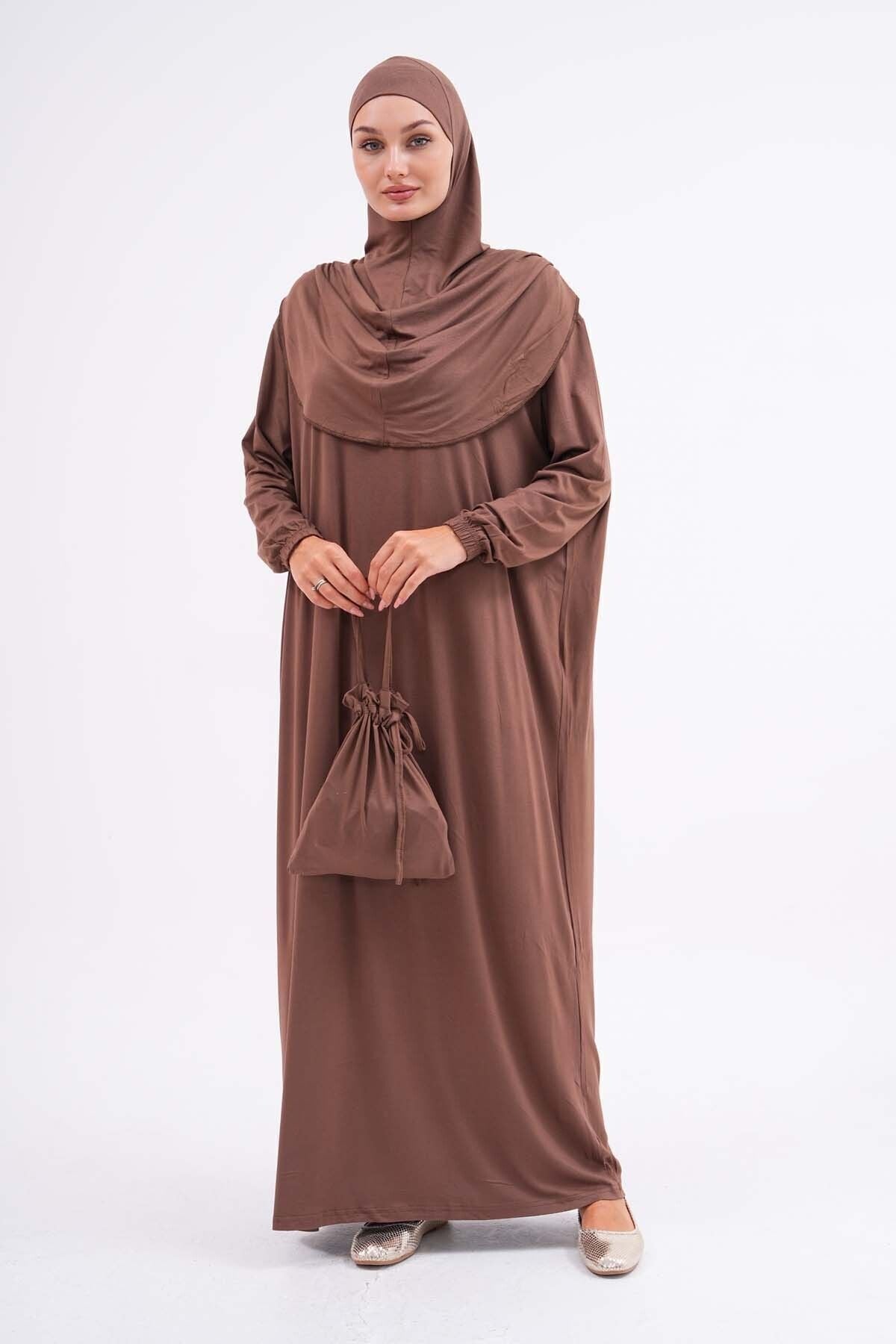 Cotton Bag Prayer Dress Hijab Dress with Elastic Ankles - MALLTURK