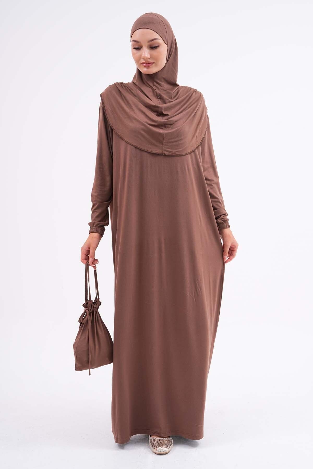 Cotton Bag Prayer Dress Hijab Dress with Elastic Ankles - MALLTURK