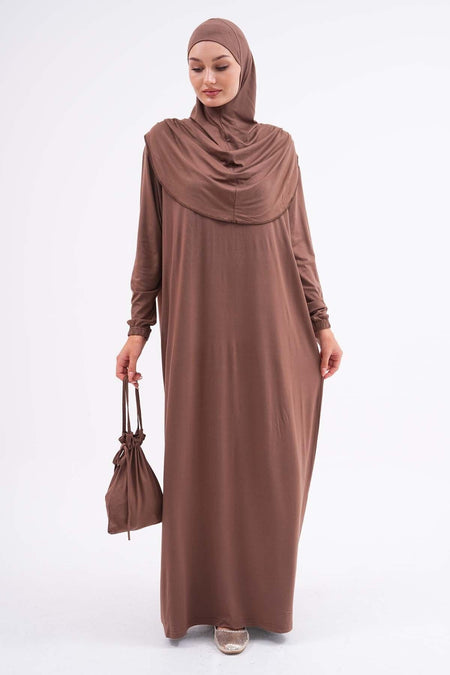 Cotton Bag Prayer Dress Hijab Dress with Elastic Ankles - MALLTURK