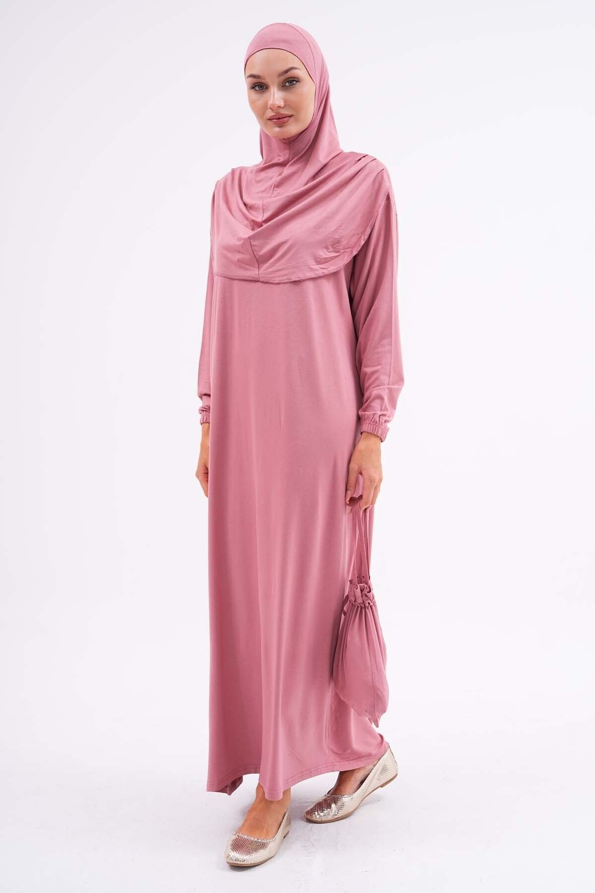 Cotton Bag Prayer Dress Hijab Dress with Elastic Ankles - MALLTURK