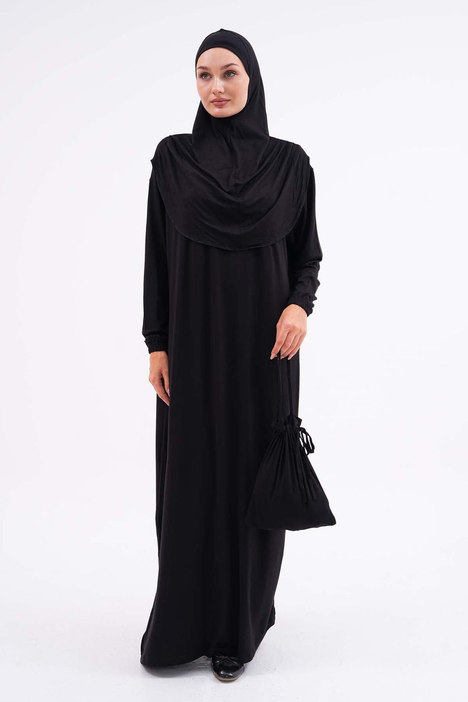 Cotton Bag Prayer Dress Hijab Dress with Elastic Ankles - MALLTURK