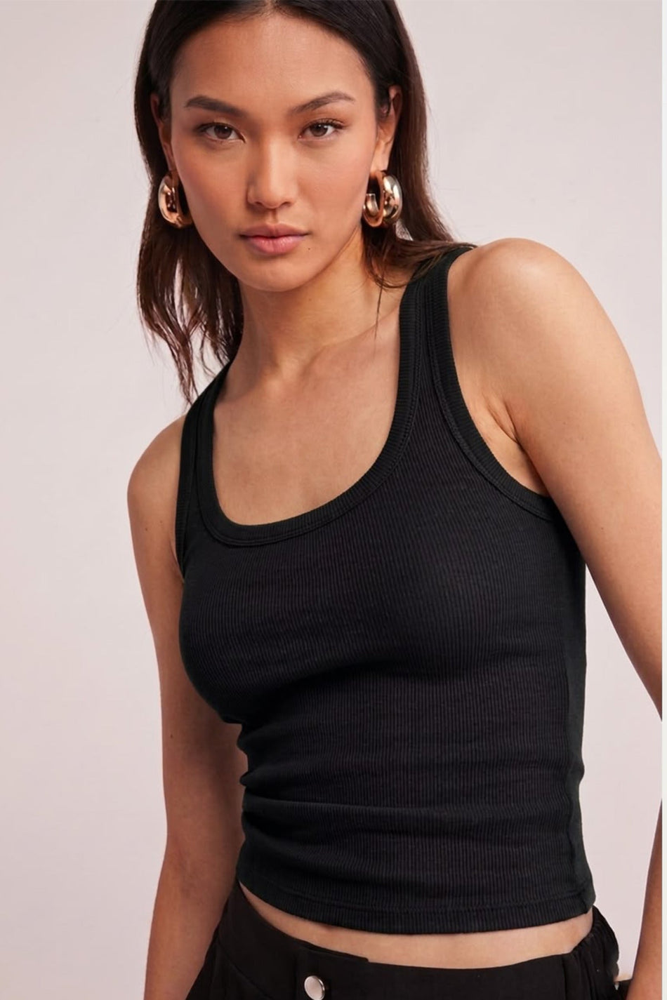 Cotton Women's Ribbed Look Thick Strap Basic Undershirt 4624-Black - MALLTURK