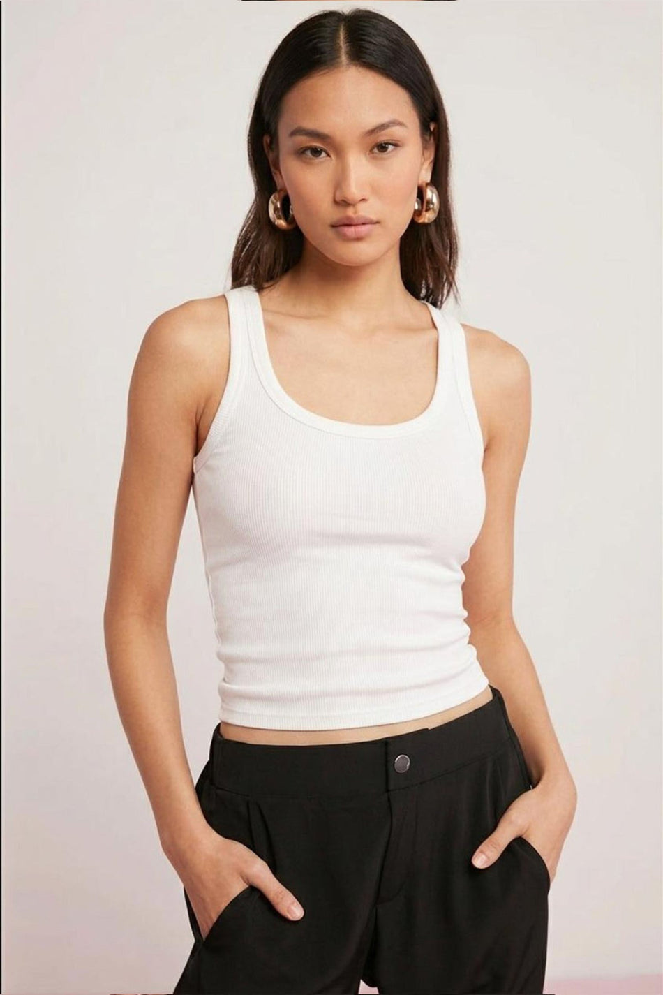 Cotton Women's Ribbed Look Thick Strap Basic Undershirt 4624-White - MALLTURK