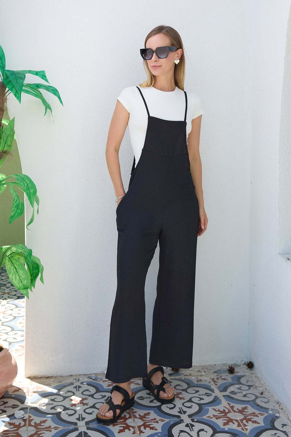 Crepe Fabric Rope Strap Jumpsuit - MALLTURK