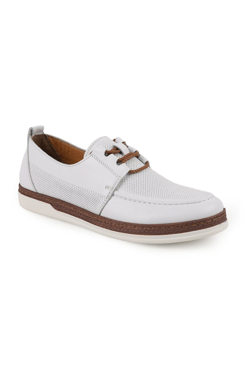 Di̇2014 Women's Genuine Leather Perforated Straw Detailed Light Sole Casual Shoes - MALLTURK