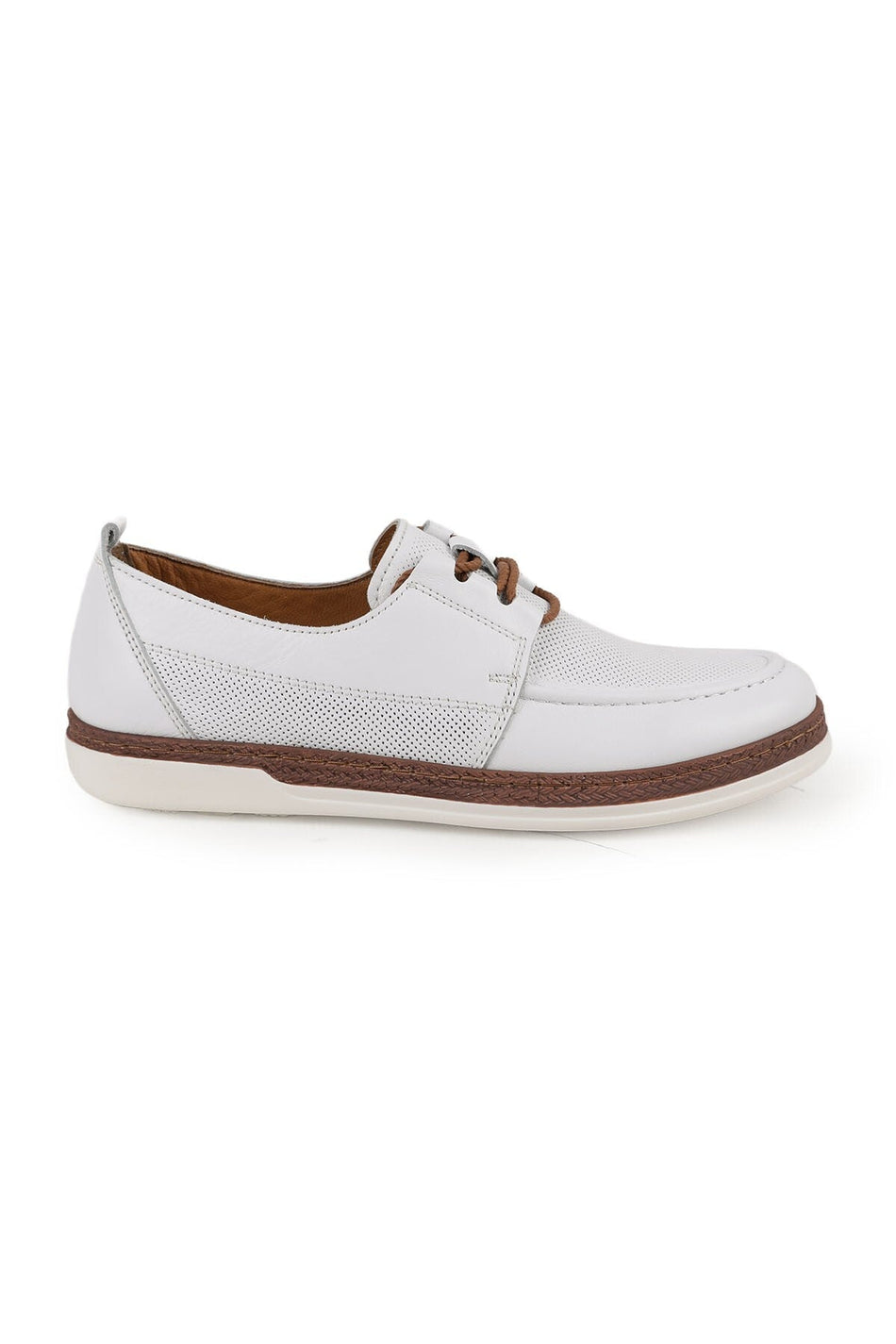 Di̇2014 Women's Genuine Leather Perforated Straw Detailed Light Sole Casual Shoes - MALLTURK
