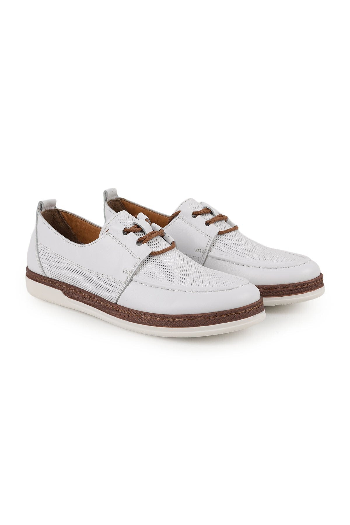 Di̇2014 Women's Genuine Leather Perforated Straw Detailed Light Sole Casual Shoes - MALLTURK