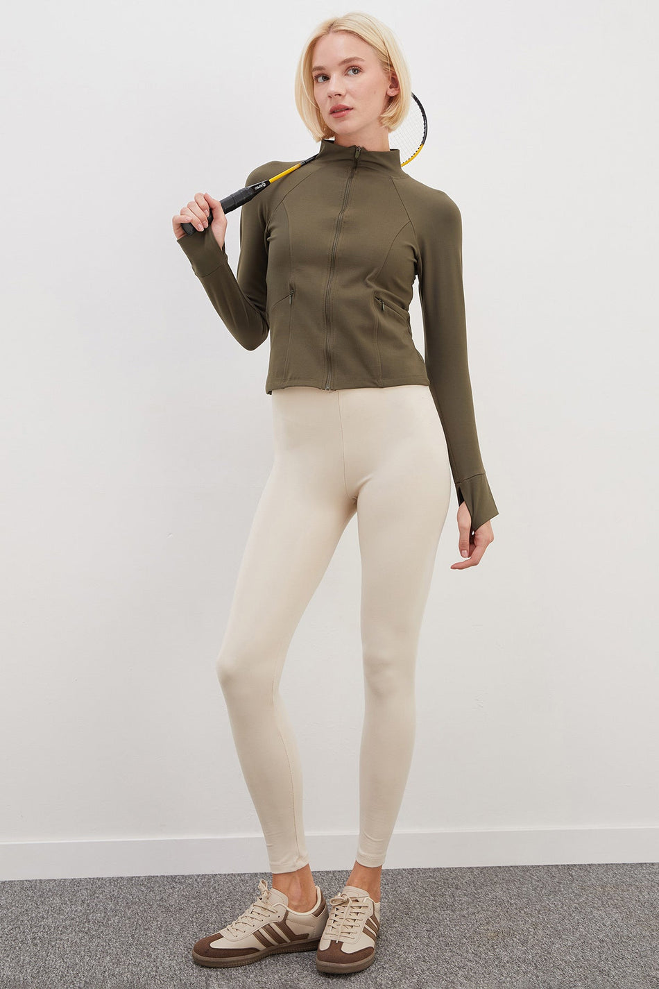 Diver Fabric High Waist Leggings with Side Draping - MALLTURK