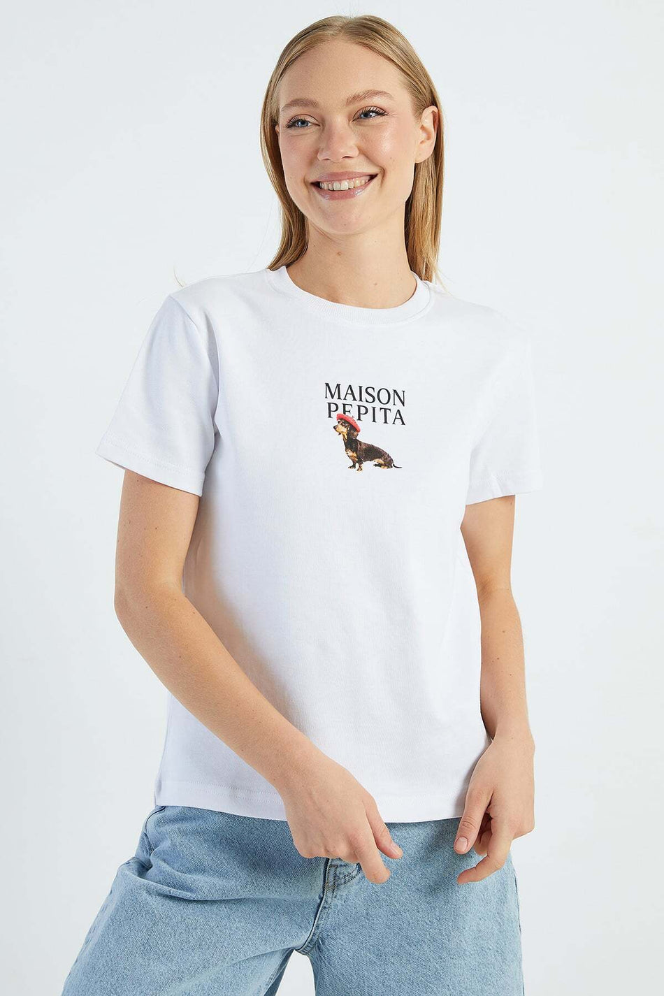 Dog Printed Crew Neck Casual T-Shirt - MALLTURK
