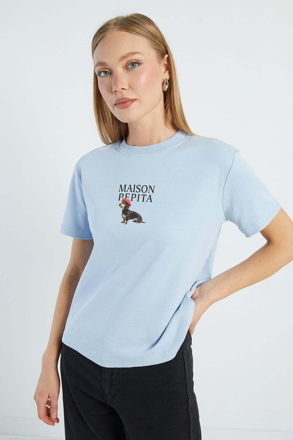 Dog Printed Crew Neck Casual T-Shirt - MALLTURK