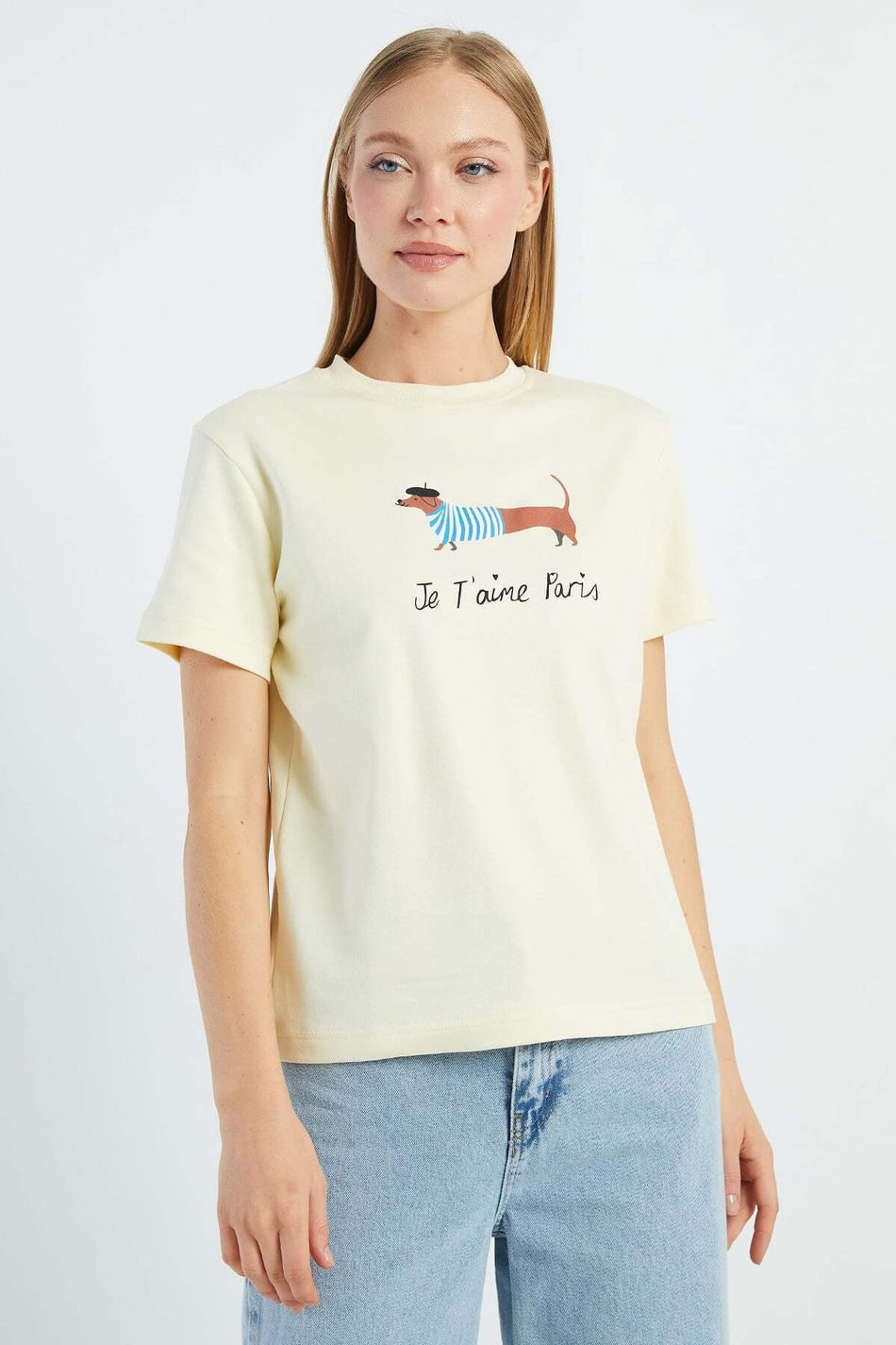 Dog Printed Crew Neck T-Shirt - MALLTURK